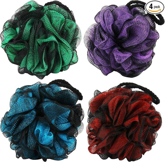 Chuya 4 Pack Shower Loofahs Sponges 70g Large,Bath Sponge Loofah Body Scrubber Balls for Family Washing