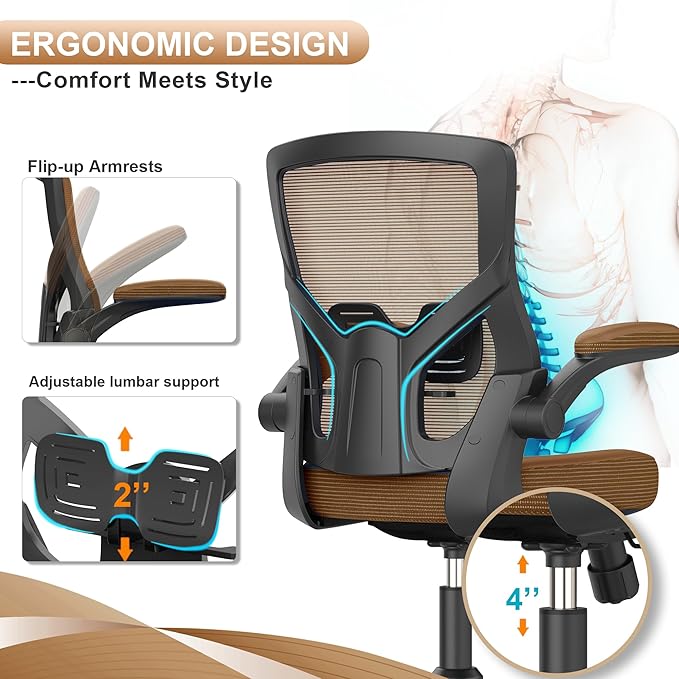 Ergonomic Office Desk Chair with Waterfall Seat and S-Shaped Back for Lower Back & Leg Pressure Relief, Comfortable for 8+ Hours Sitting