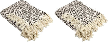 DII Chevron Throw Collection Handloomed Cotton, 50x60, Dark Brown (Pack of 2)