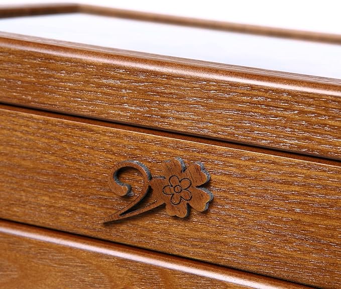 Changsuo Wooden Jewelry Box for Women with, Drawers, Small Jewelry Storage Organizer
