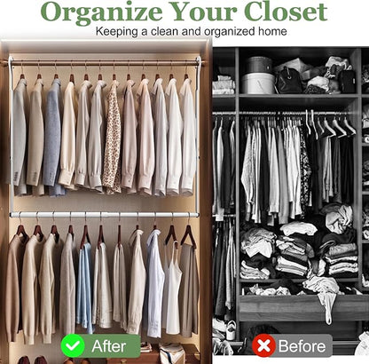 OPKING Hanging Closet Rod Extenders Adjustable Width & Height Space-Saving, 1Pack White