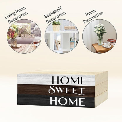 Decorative Books For Home Decor, Wood Book Stack For Table Decor, Home Decor Book For Living Room Mantel, Farmhouse Stacked Books Decorative（L45）