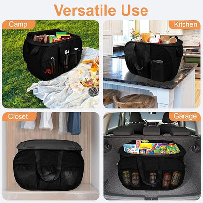 4 Pack Collapsible Laundry Baskets with Lid, Foldable Laundry Basket with 6 Pockets, Pop Up Laundry Hamper with Dual Handles, 99L Sturdy Clothes Hampers for Home, Dorm, Apartment, Travel, Black
