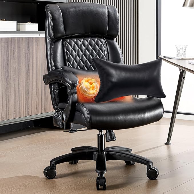 Big and Tall Office Chair, 500LBS Heavy Duty Massage Desk Chair, Ergonomic Executive Office Chair with High Back and Lumbar Support, Black