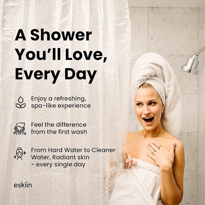 Eskiin Filtered Shower Head - Best Shower Head With Filters For Healthy Hair & Skin - High Pressure Water Softener For Hard Water - Reduce Dandruff, Protect Colored Hair, And Soothe Dry Skin (Black)