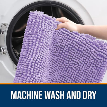 OLANLY Bathroom Rugs 32x20, Extra Soft Absorbent Chenille Bath Rugs, Rubber Backing Quick Dry, Machine Washable Bath Mats for Bathroom Floor, Tub and Shower, Home Decor Accessories, Lavender
