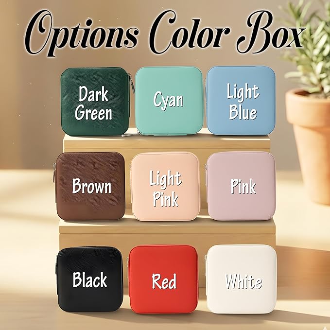 Custom Leather Jewelry Organizer Box with Name & Birth Flower – Personalized Travel Jewelry Case, Small Travel Jewelry Case, Birthday Gift for Women, Bridesmaid Proposal (Flower 2)