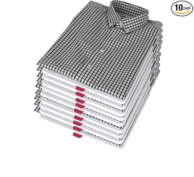 Adorila 10 Pack T-Shirt Organizer for Kids & Small Clothes - Stackable Closet Storage Trays - Shirt Folding Board for Nursery Wardrobe (Medium)