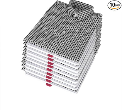 Adorila 10 Pack T-Shirt Organizer for Kids & Small Clothes - Stackable Closet Storage Trays - Shirt Folding Board for Nursery Wardrobe (Medium)