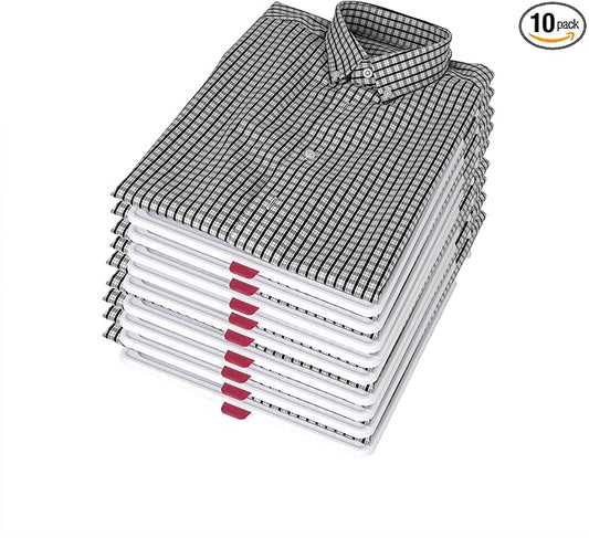 Adorila 10 Pack T-Shirt Organizer for Kids & Small Clothes - Stackable Closet Storage Trays - Shirt Folding Board for Nursery Wardrobe (Medium)