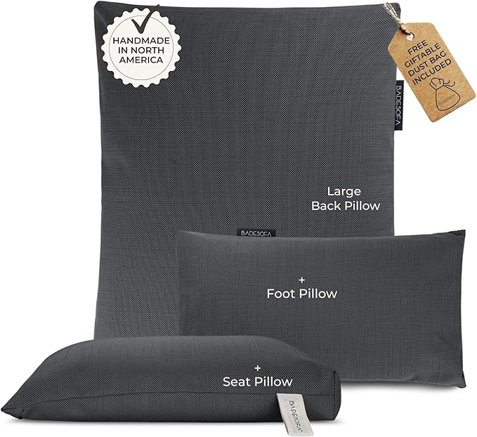 BADESOFA® Luxury Bath Pillows for Tub Full Body Set - 3-Piece Bath Pillow Set with Premium Materials & CleanDry+ - Bathtub Pillows for Head and Neck Support - Tub Pillow for Bathtub in Charcoal