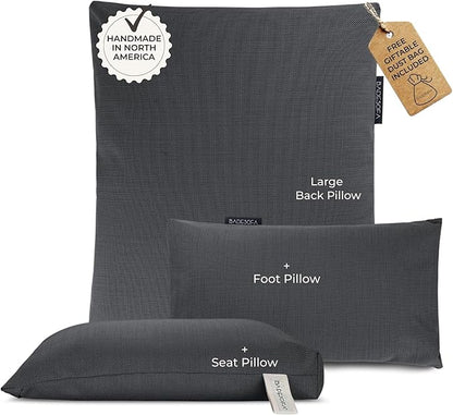 BADESOFA® Luxury Bath Pillows for Tub Full Body Set - 3-Piece Bath Pillow Set with Premium Materials & CleanDry+ - Bathtub Pillows for Head and Neck Support - Tub Pillow for Bathtub in Charcoal