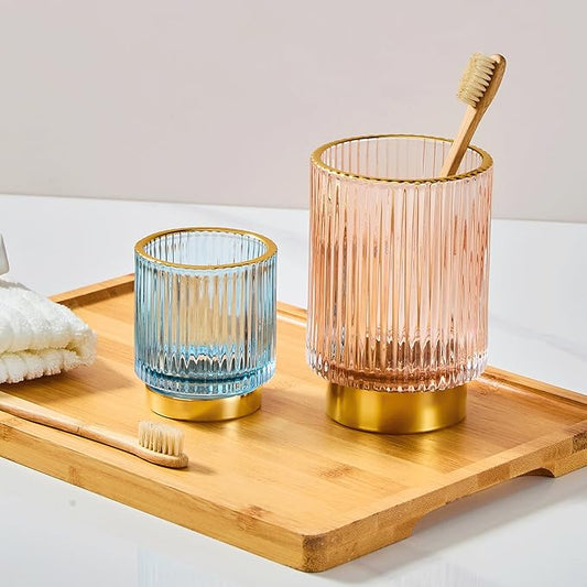 Makeup Brush Holder Organizer,Toothbrush Holders,Desk Pen Pencil Holder,Multifunctional Vintage Glass Brush Cup(A3-21-US)
