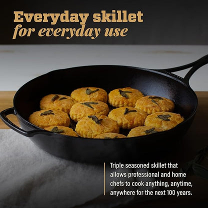 Lodge Blacklock 12" Triple Seasoned Cast Iron Skillet - Lightweight - Easy Cleanup - Premium Cookware