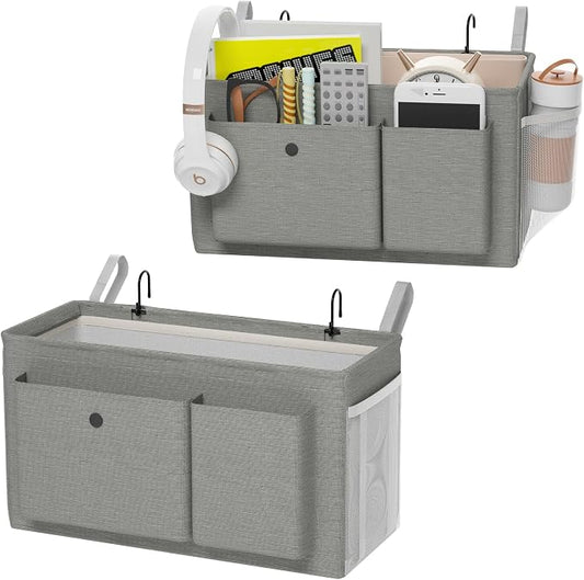 Edudif Bedside Caddy Bedside Organizer with Fixed Straps & Water Bottle Holder, Bunk Bed Caddy ideal for Home, Dorm, Hospital, Crib, Versatile Bedside Storage Solution