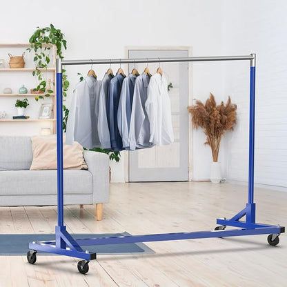Simple Houseware Industrial Grade Z-Base Garment Rack, 500lb Load with 63 Inches Extra Long Bar, Blue