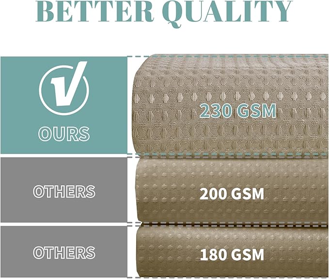 Khaki No Hook Waffle Weave Shower Curtain with snap-in Liner Replacement, 230GSM Waterproof Fabric Hotel Shower Curtain Set for Bathroom, Through Mesh Top Window,71Wx74H
