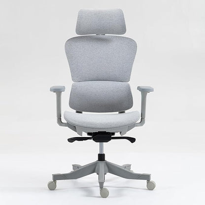 Ergonomic Office Chair with Independent Lumbar Support, Adjustable Height & 360° Swivel for Home Office Workstation (Grey)