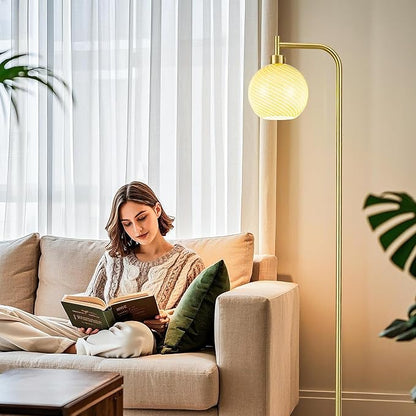 MAYNA Glass Floor lamp Living Room, Modern Vertical lamp, Remote Control Switch with Glass lampshade, 67-inch high lamp Suitable for Bedroom and Study (2700K LED Bulb Included)