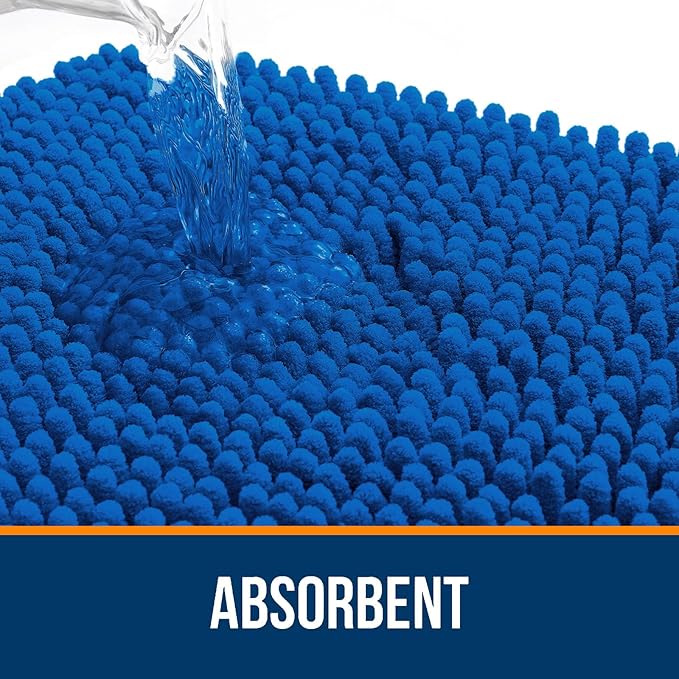 OLANLY Large Bathroom Rugs 40x32, Soft Absorbent Chenille Bath Rugs, Rubber Backing Quick Dry, Machine Washable Bath Mats for Bathroom Floor, Tub and Shower, Home Decor Accessories, Deep Navy Blue