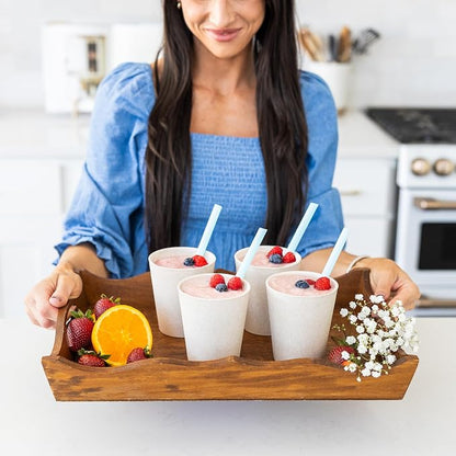 Grow Forward Premium Plastic Kids Cups - 13 oz Unbreakable Wheat Straw Cups for Kids - Non Toxic BPA Free Drinking Glasses for Water, Smoothie - Small Dishwasher Safe Kitchen Tumblers - Sahara