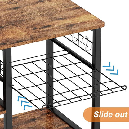 soges 3-Tier Kitchen Baker's Rack Utility Microwave Oven Stand Storage Cart Workstation Shelf, Rustic Brown W5s-FG