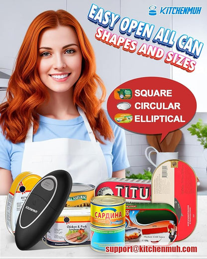 One Touch Electric Can Opener Fits All Can Sizes for Seniors with Arthritis, Battery Operated Can Opener with Smooth Edge, Food Safe Kitchen Gadgets Automatic Can Opener for Kitchen