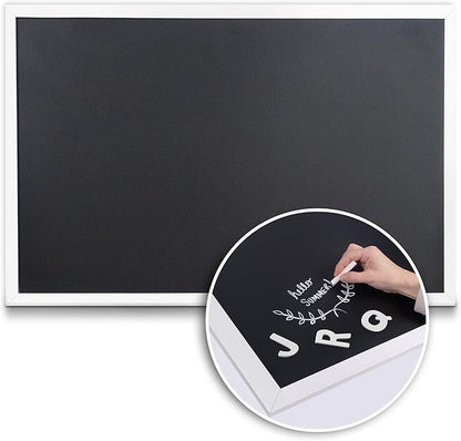 Loddie Doddie Magnetic Chalkboard & Magnet Board - 24"x36", White - Porcelain Enamel & Chalkboard Calendar - Photo & Magnet Display - Rustic Farmhouse Charm & Kitchen Menu Board