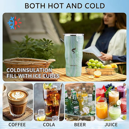 20Oz Insulated Tumbler With Straw And Lid, Stainless Steel Coffee Cup, Double Wall Vacuum Travel Mug,Spill proof Iced Coffee Tumbler,Outside Use, Jelly Green