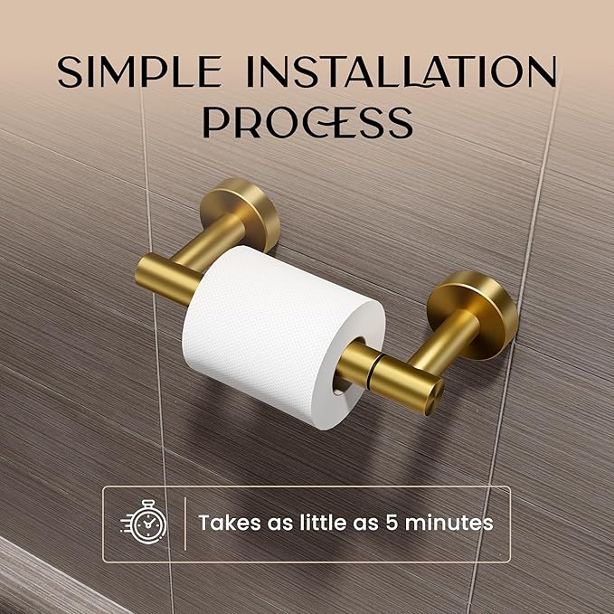 Day Moon™ Gold Toilet Paper Holder - Brushed Gold Toilet Paper Holder Wall Mount - Modern Toilet Paper Roll Holder - Gold Bathroom Toilet Paper Holder