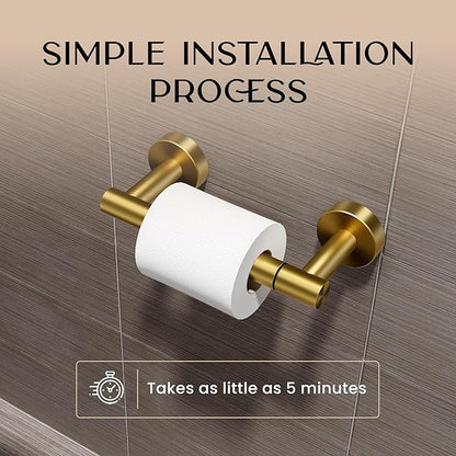 Day Moon Designs Toilet Paper Holder with Shelf - Flushable Wipes Dispenser & Storage Fits Any Bathroom, Keep Your Wet Wipes Hidden - Stainless Steel Wall Mount Bathroom Organizer - Gold, Small