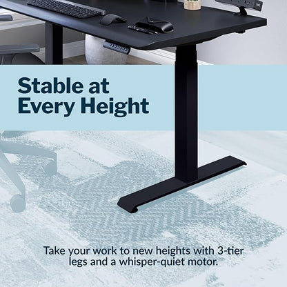 Vari ComfortEdge 48x30 Inch Adjustable Electric Standing Desk – Sit Stand VariDesk with Memory Presets, Sloped Edge, 220 LB Capacity + Tool-Free Assembly (Black Top/Black Legs)