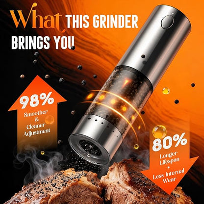 Electric Salt and Pepper Grinder Set – Rechargeable Automatic Salt and Pepper Shaker with 6 Adjustable Coarseness, Large-Capacity Pepper Mill Kitchen Appliances and Home Essentials Gifts for Women