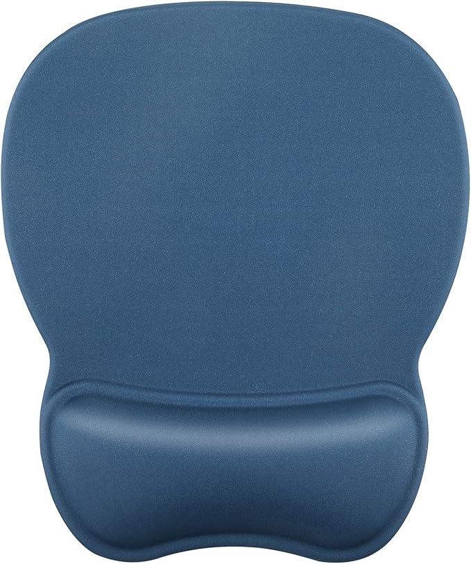 MROCO Ergonomic Mouse Pad with Gel Wrist Rest, 9.4 x 8.1 in, Navy Blue | Ergonomic Shape Design, Multiple Pattern Options, Gel Wrist Comfort, Smooth Lycra Surface, Non-Slip PU Base