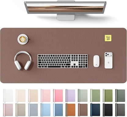 YSAGi Leather Desk Protector, Office Mat, Large Mouse Mat, Non-Slip PU Leather Blotter, Laptop Desk Mat, Waterproof Writing Pad for Office and Home(Chocolate, 42" x 17.2")
