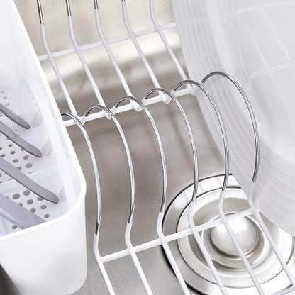 Sweet Home Collection 2 Piece Dish Drying Rack Set Drainer with Utensil Holder Simple Easy to Use Fits in Most Sinks, 14.5" x 13" x 5.25", White (Pack of 12)