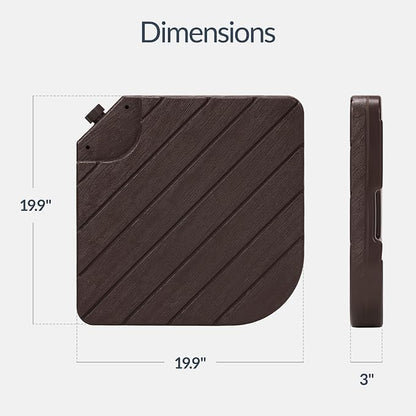 Best Choice Products 4-Piece Cantilever Offset Patio Umbrella Base Weight Set, Heavy-Duty Fillable Stand Plates for Water or Sand, Easy-Fill Spouts, Wood Grain Finish - Brown