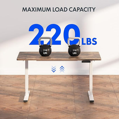 FLEXISPOT E6 3-Stage Dual Motor Electric Standing Desk 55 x 28 Sit Stand Up Desk, Holds 220 lbs, Adjustable Height w/Memory Presets, One-Piece Special Walnut Desktop & White Frame, Ships in 2 Boxes
