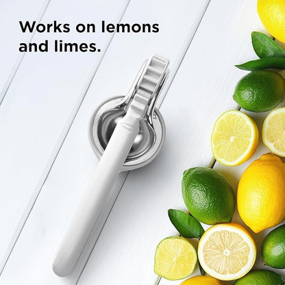Chef'n FreshForce Lemon Squeezer Citrus Juicer, Manual Hand Press with Dual-Gear Power for Maximum Juice Extraction, Durable, Baking White