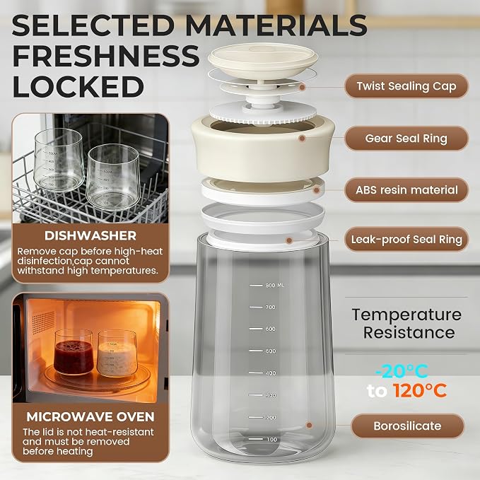 MOODTALK Overnight Oats Containers with Lids 2026 Upgrade - 17oz Glass Mason Jars- Anti-Slip Design Borosilicate Glass Storage Tank - Moisture-Proof Oat Snack Can