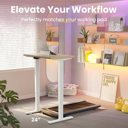 HUANUO 55 x 28 inch Electric Standing Desk Adjustable Height, 4 Memory Height Settings, Sit Stand Up Desk for Home Office & Computer Workstation, Light Walnut