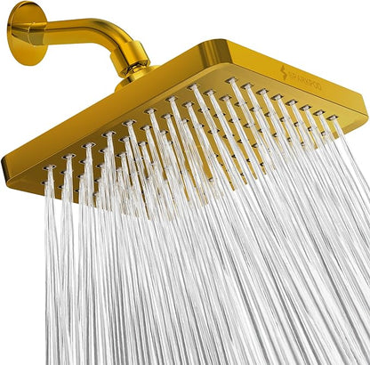 SparkPod Rain Shower Head, 8 Inch Square | High Pressure Shower Heads, 90 Nozzle (Touch-to-Clean), Adjustable Showerhead, No-tool Universal Connection