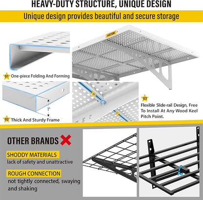4-pack 2x3ft Adjustable Garage Wall Shelving 1120lbs Load Capacity Heavy Duty Wall Mounted Storage Shelf Metal Floating Shelves for Garage(White)
