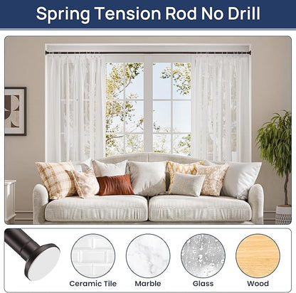 ENJOYBASICS Shower Curtain Rod 30 to 88 Inches, Stainless Steel Adjustable Spring Tension Rods No Drill for Bathroom, Closet, Window, Room Divider, Never Rust, Non Slip, Bronze