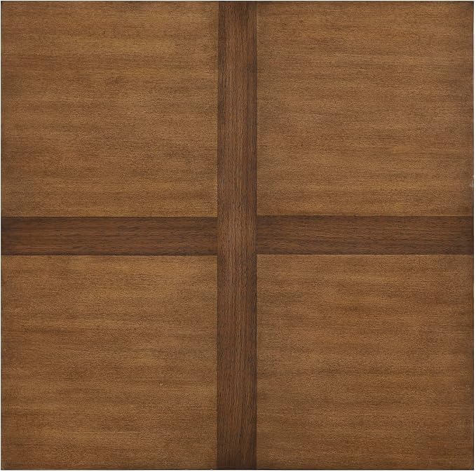 Lexicon 44" Square Coffee Table with 4 Upholstered Stools, Maple Veneer Wood Cocktail Table, Gray Upholstered Stools with Casters, Modern Living Room/Apartment Centerpiece, Full Assembled, Brown