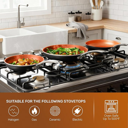 Gotham Steel Non Stick Frying Pan, 12.5” Ceramic Frying Pan Nonstick, Long Lasting Nonstick Cooking Pan, Egg Pan, Stay Cool Handle, Ultra-Durable, Stovetop Dishwasher & Oven Safe, 100% Toxin Free