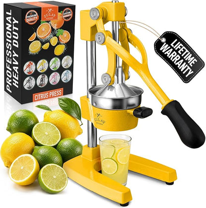 Zulay Kitchen Cast Iron Juicer - Heavy Duty Manual Juicer with Detachable Strainers for Easy Cleaning, Orange Juice Press for Citrus Fruits, Perfect for Bartenders, Juice Lovers & Health Enthusiasts