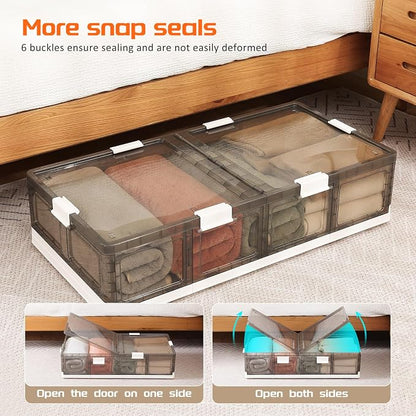 Under Bed Storage Containers with Wheels - Stackable, Foldable Plastic Storage Boxes with Lids for Clothes, Shoes, Blankets - Perfect for Bedroom Organization and Dorms (1 Pack-25.2''x16.5''x7.1'')