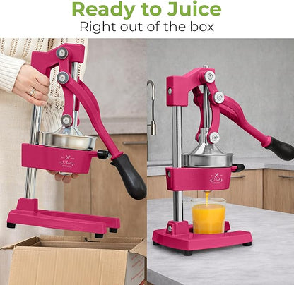 Zulay Kitchen Cast Iron Juicer - Heavy Duty Manual Juicer with Detachable Strainers for Easy Cleaning, Orange Juice Press for Citrus Fruits, Perfect for Bartenders, Juice Lovers & Health Enthusiasts
