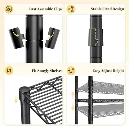 Raybee Portable Closet 780LBS, Heavy Duty Clothes Rack, Rolling Freestanding Clothing Rack with 3 Hanging Rods & 6 Shelves, Adjustable Wardrobe Closet Organizer System